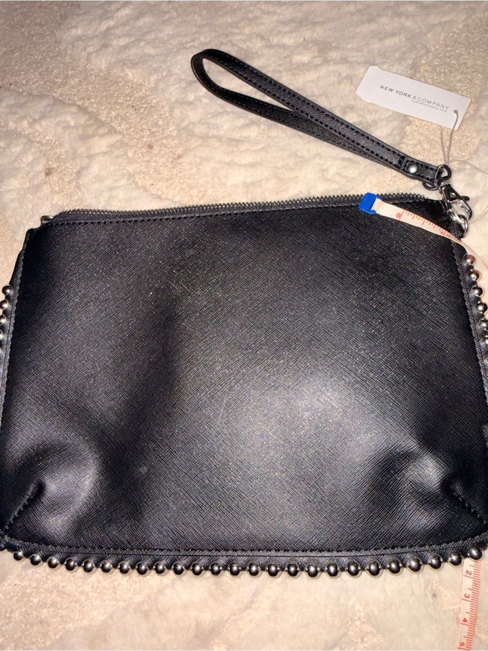 New York & Company Black Stud-Trim Wristlet Clutch